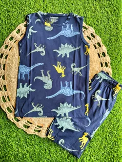 Deep Navy Dino Sleeveless Set BSL14